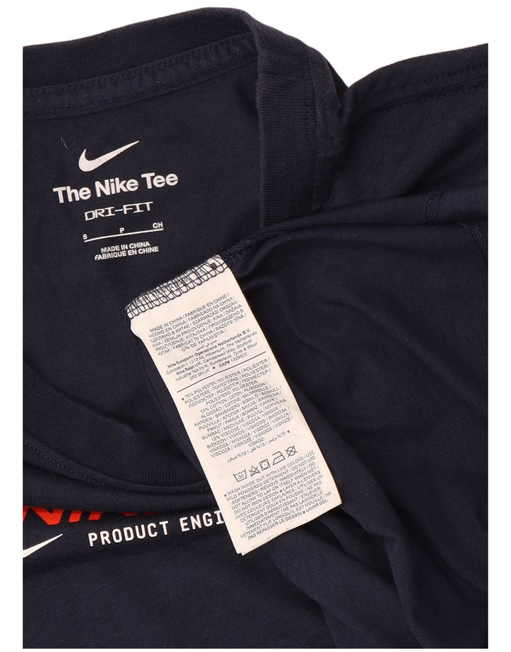 Nike Herre Dri Fit grafisk T-shirt top lille marineblå polyester
