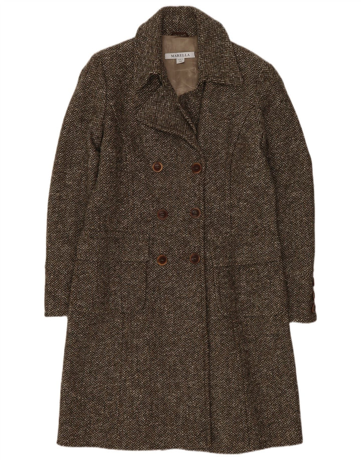 Marella Dame Dobbeltradet Frakke UK 12 Medium Brun Sildebensuld