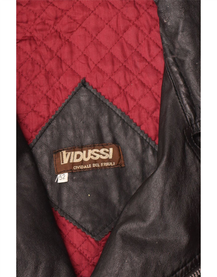 Vintage Herre Læder Biker Jacket IT 52 XL Sort