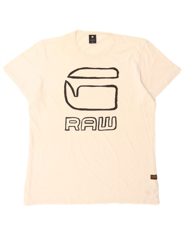 G-Star Herre Grafisk T-Shirt Top Stor Hvid Bomuld