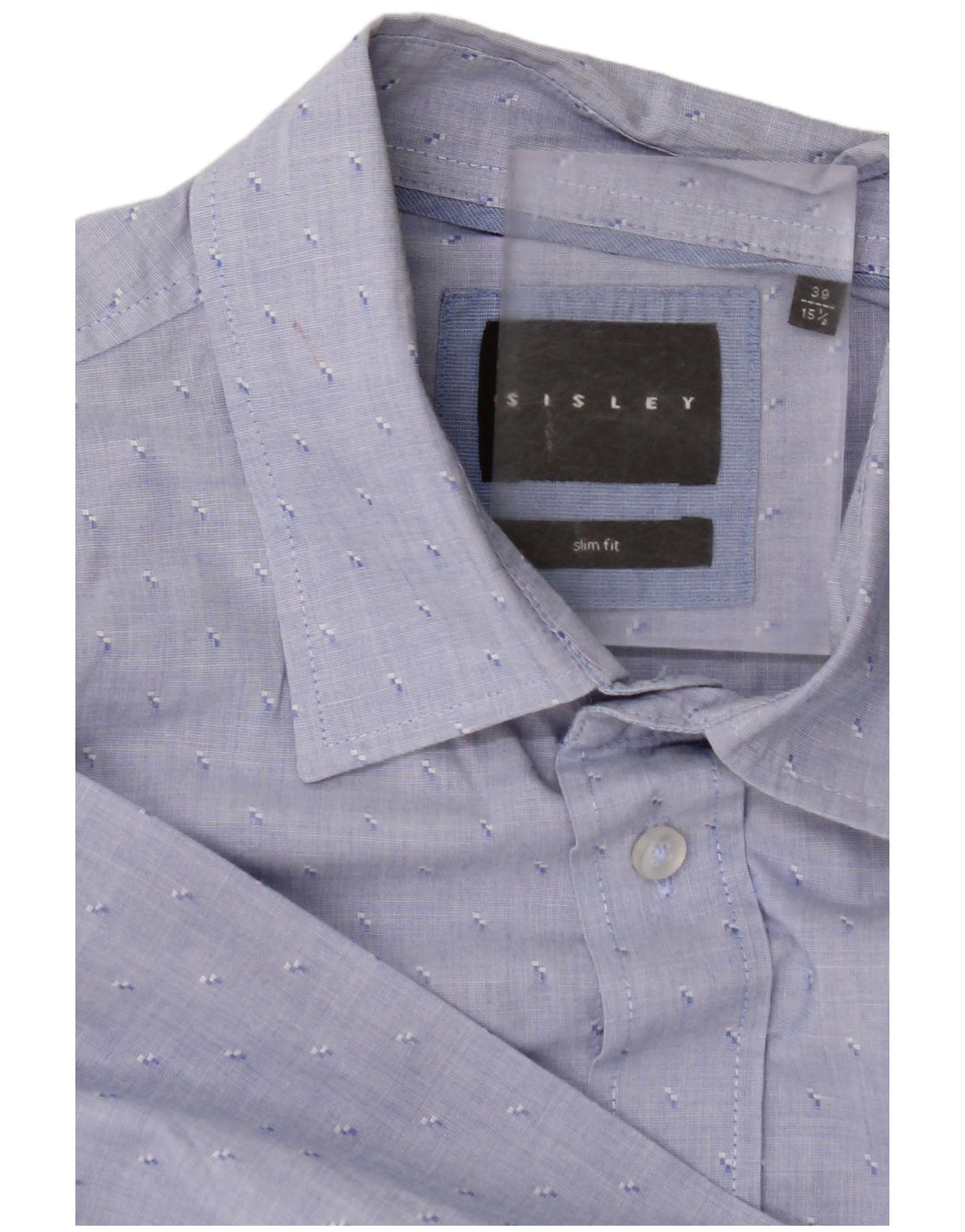 SISLEY Herre Slim Fit skjorte str. 39 15 1/2 Medium Blue Spotted