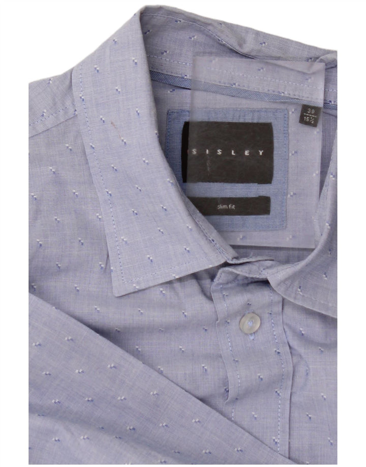 SISLEY Herre Slim Fit skjorte str. 39 15 1/2 Medium Blue Spotted