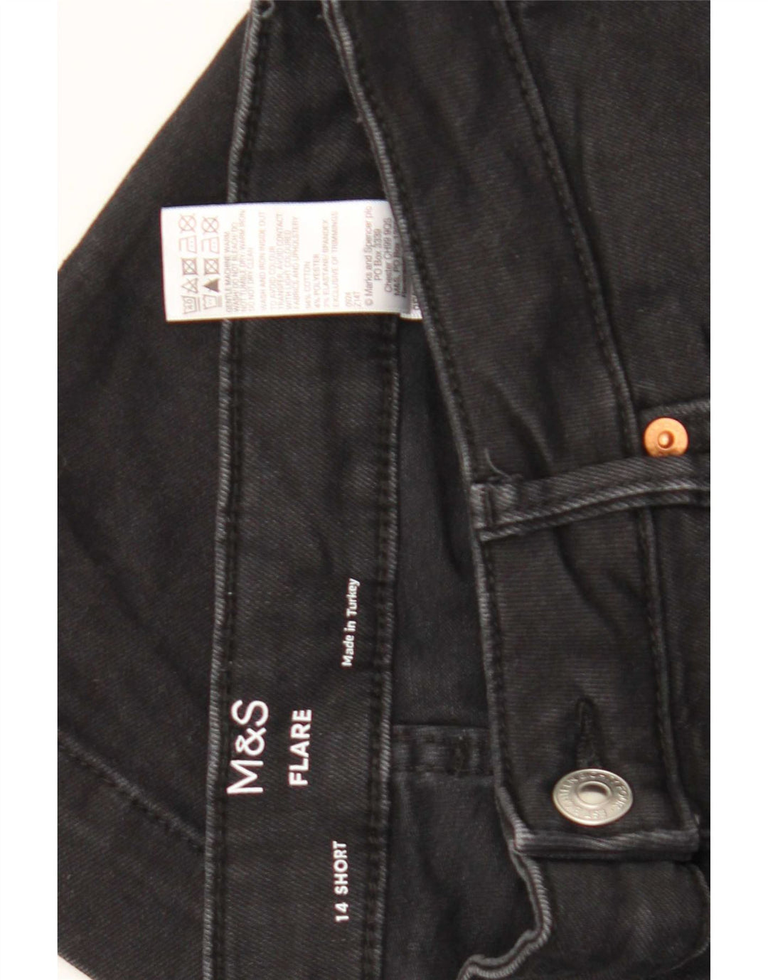 Marks & Spencer Dame Flared Jeans UK 14 Large W32 L27 Black Bomuld