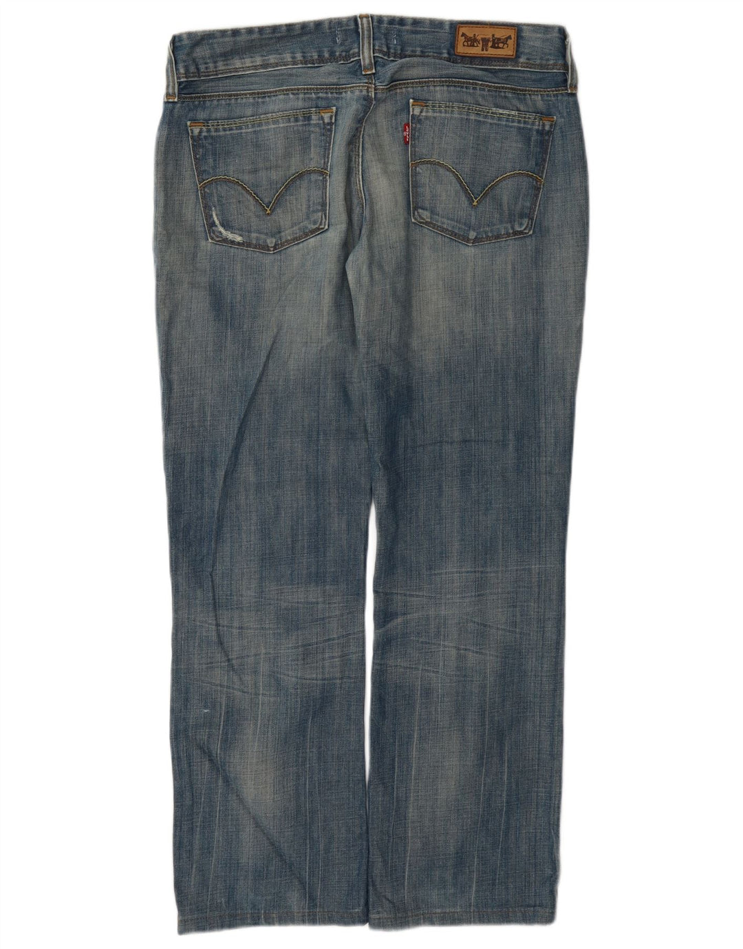 Levi's Dame 570 Distressed Straight Jeans W32 L28 Blå Bomuld