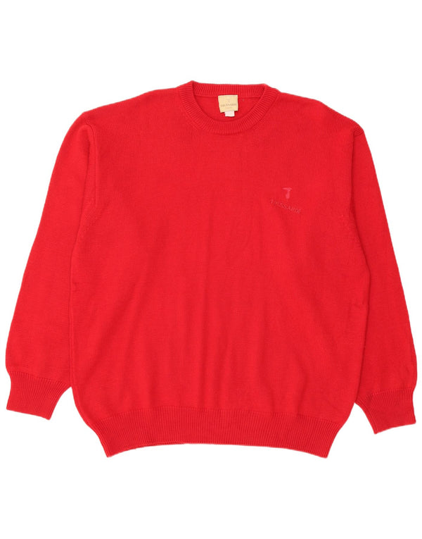 TRUSSARDI Herre sweater med rund hals XL Rød Merinould