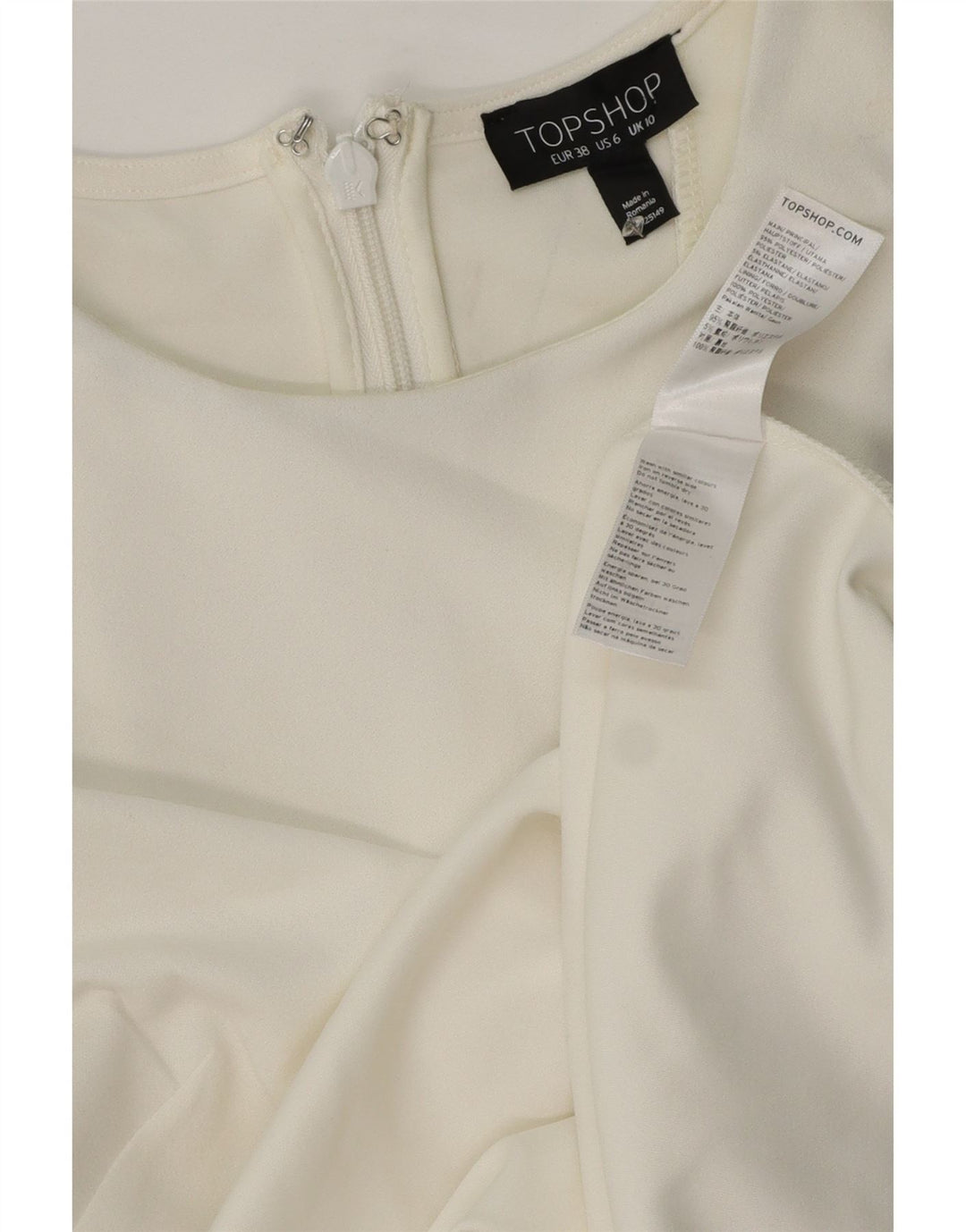Topshop Dame Sleeveless Sheath Dress UK 10 Small White Polyester