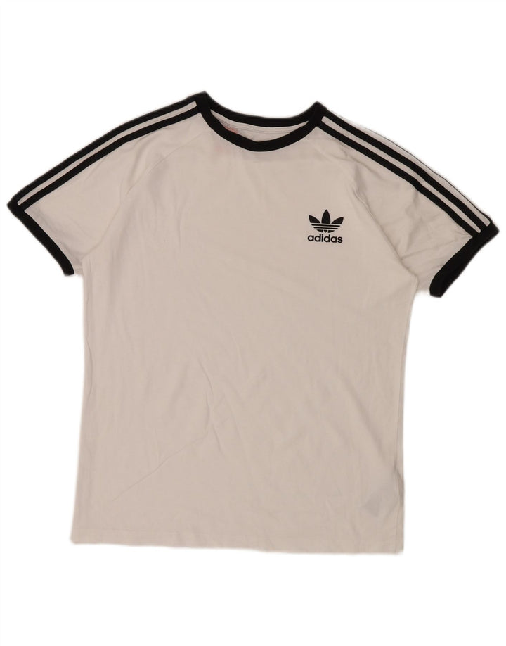 ADIDAS Drenge T-Shirt Top 13-14 År Hvid Bomuld