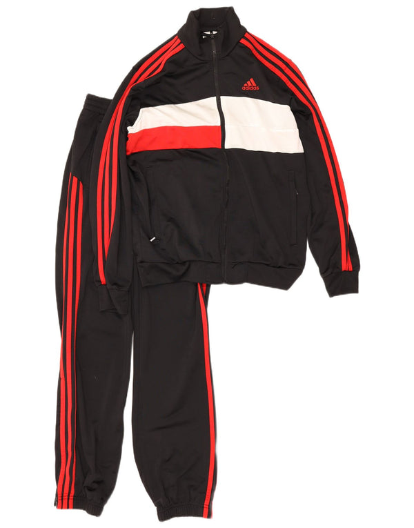Adidas Boys Full Tracksuit 13-14 år Sort Colourblock Polyester
