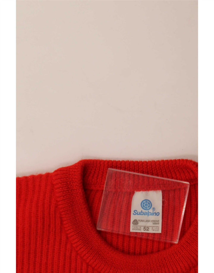 Vintage Herre Crew Neck Jumper Sweater IT 52 Stor rød uld
