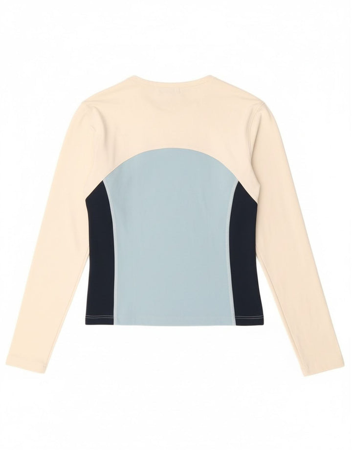 Fila Womens Crop Grafisk Top Langærmet IT 40/42 Small White Colourblock