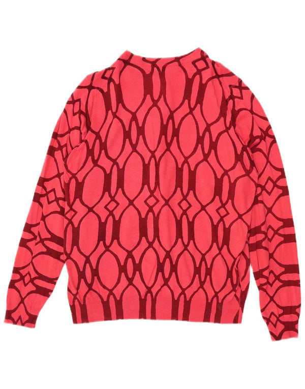 Marks & Spencer Dame Cardigan Sweater UK 18 XL Rød Geometrisk Viscose