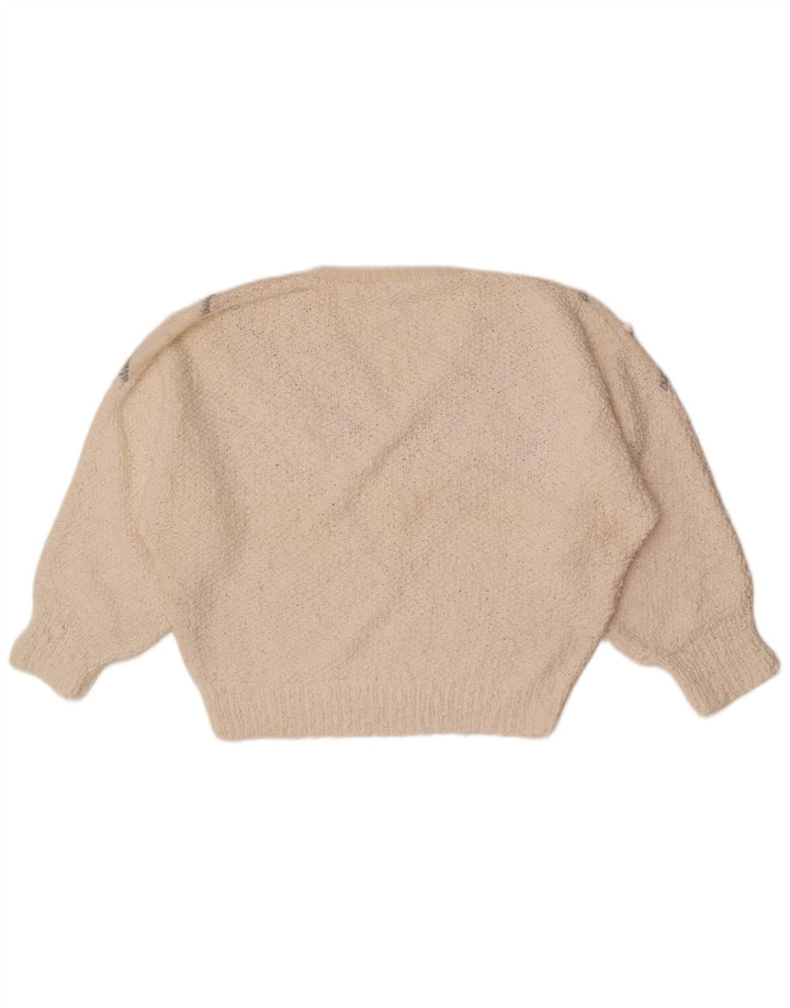 Madeleine Dame V-hals sweater EU 36/38 Lille hvid stribet