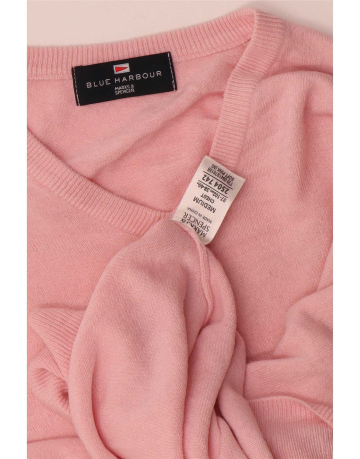 Marks & Spencer Herre Blue Harbor V-hals sweater Medium Pink Akryl