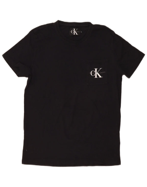 Calvin Klein Herre grafisk T-shirt Top Medium Sort Bomuld
