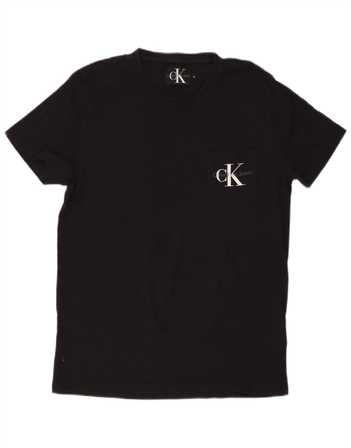 Calvin Klein Herre grafisk T-shirt Top Medium Sort Bomuld