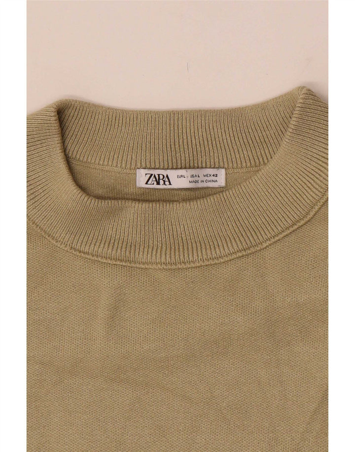 Zara Herre Crew Neck Jumper Sweater Large Khaki