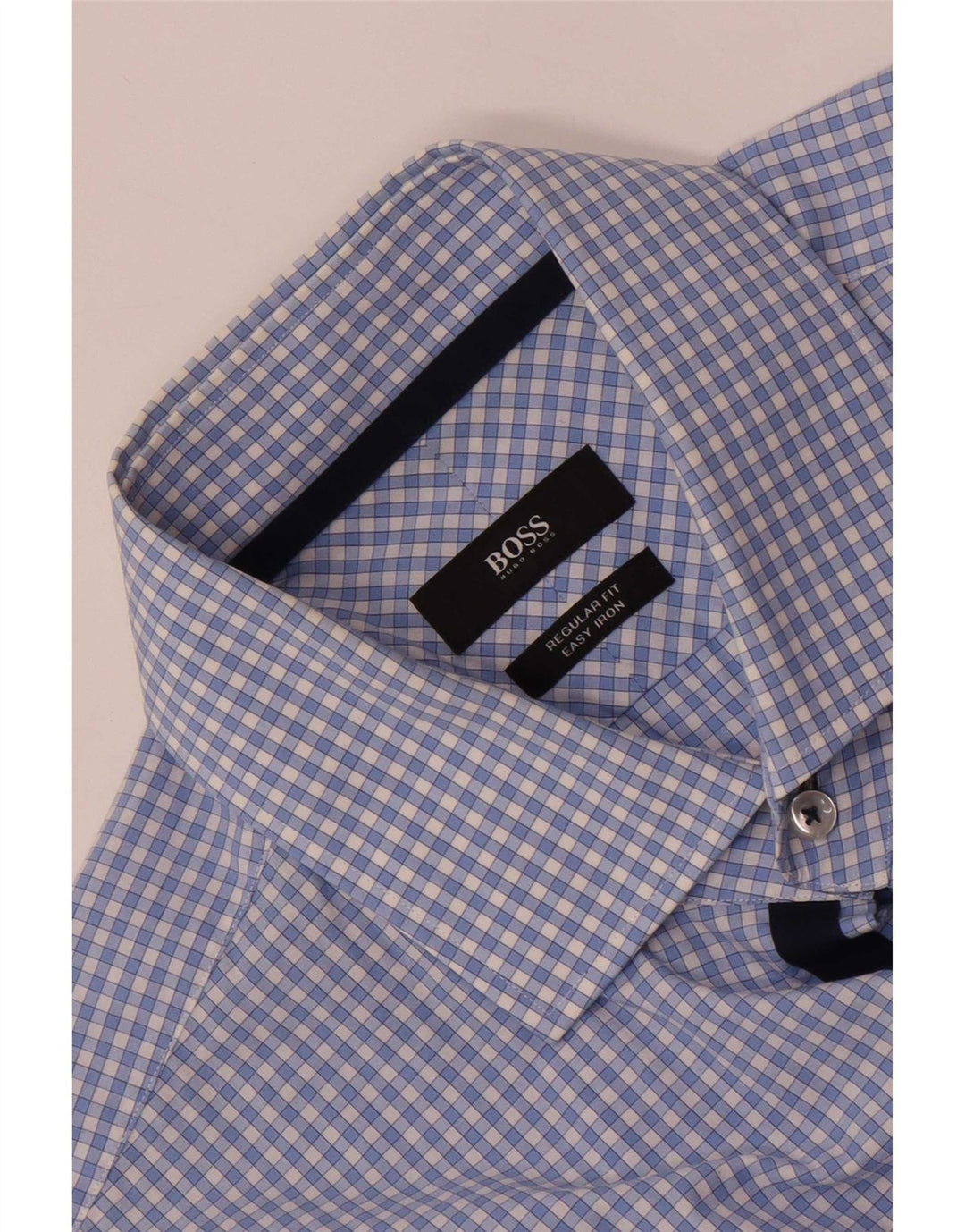 Hugo Boss Herre Kortærmet Regular Fit Skjorte Large Blue Check