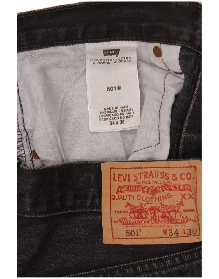 Levi's Herre 501 lige jeans W34 L30 sort bomuld