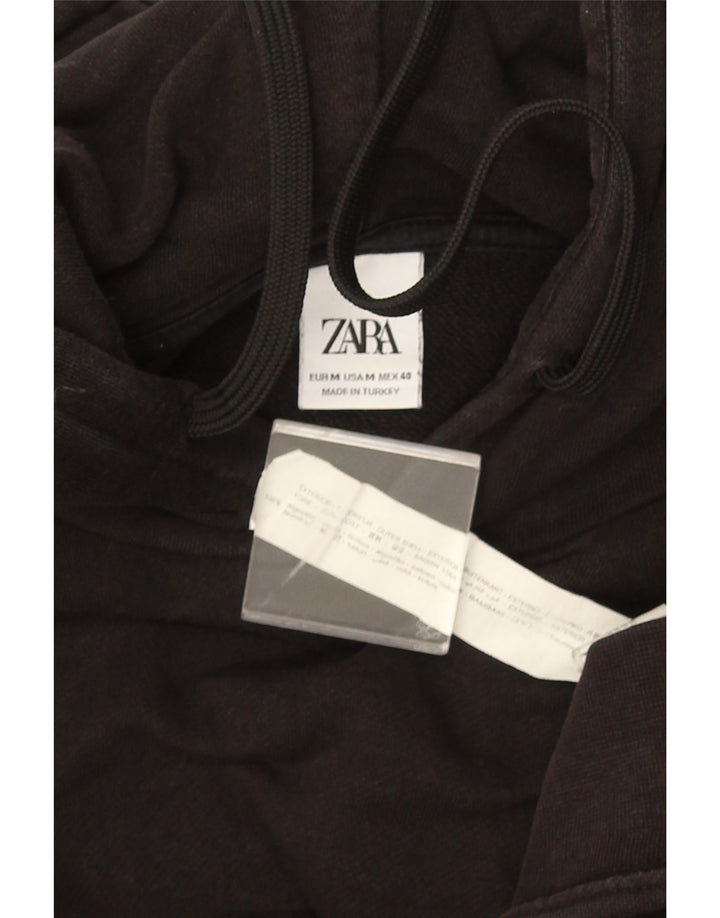 Zara Herre Kortærmet Hættetrøje Jumper Medium Sort Bomuld
