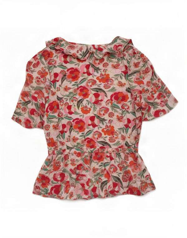 Marks & Spencer Damebluse Top UK 10 Small Multicolored Floral Viscose