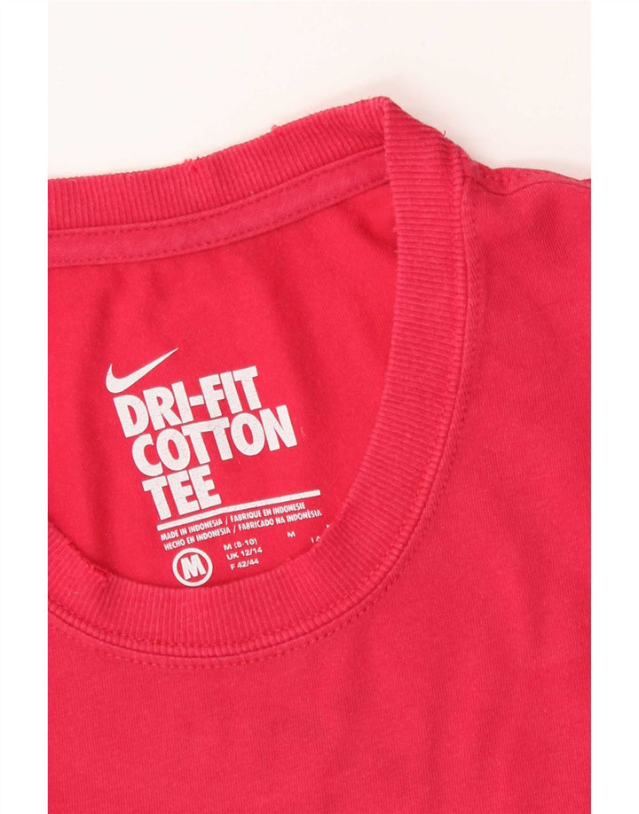 Nike Dame Dri Fit Grafisk T-Shirt Top UK 12/14 Medium Rød