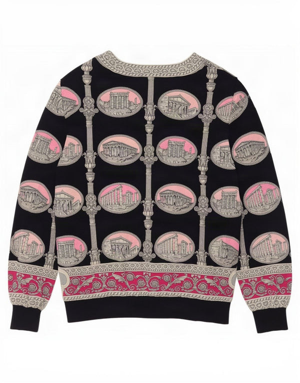 Liola kvinders abstrakt mønster cardigan sweater UK 16 Stor sort uld