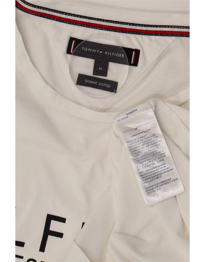 TOMMY HILFIGER Herre grafisk T-shirt Top Medium hvid bomuld