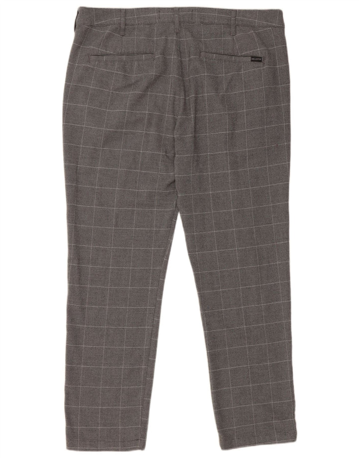 Hollister Slim Chino-bukser til mænd W36 L28 Grå ternet polyester