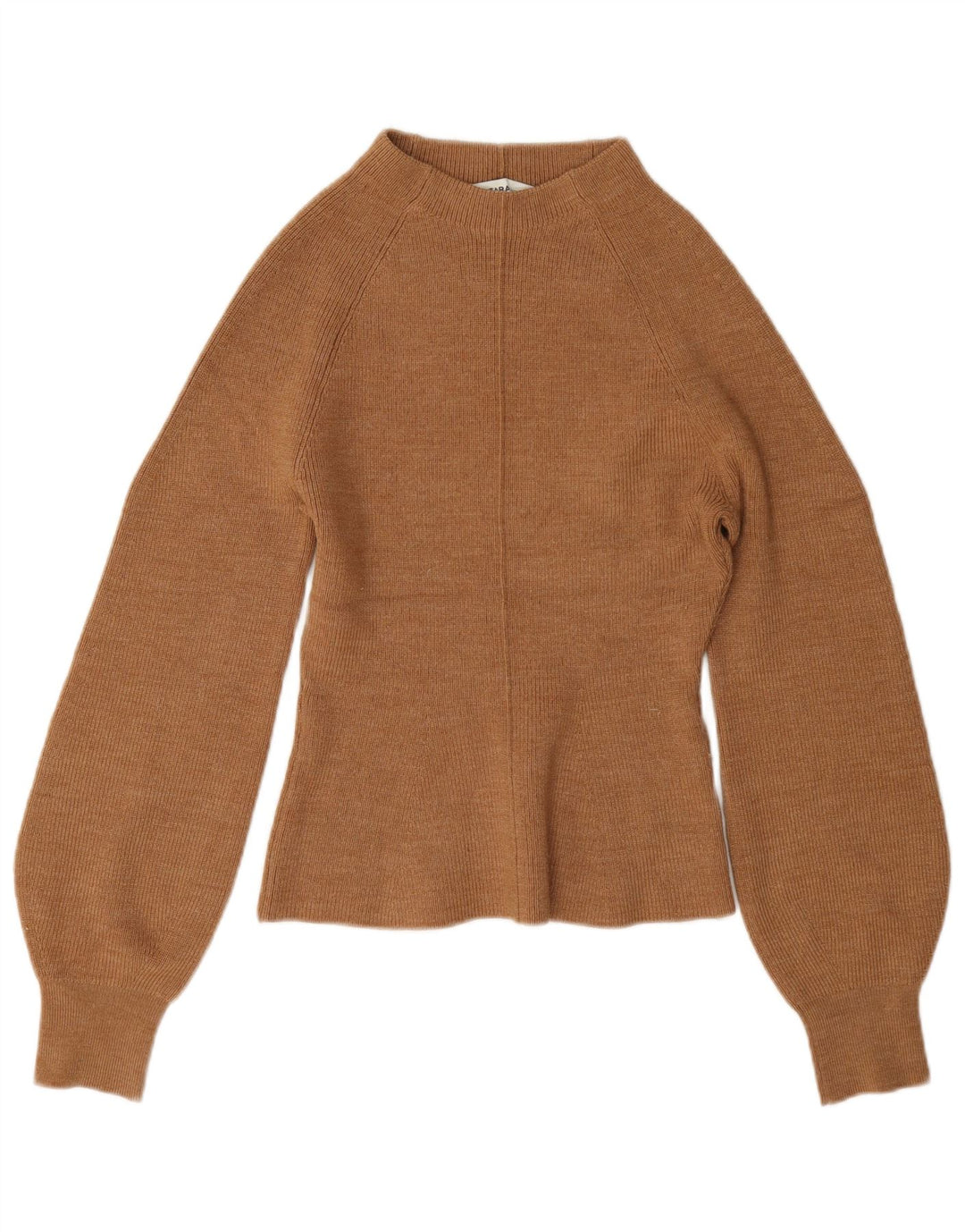 Zara Dame Turtle Neck Jumper Sweater UK 10 Small Brown Acryl