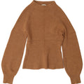 Zara Dame Turtle Neck Jumper Sweater UK 10 Small Brown Acryl