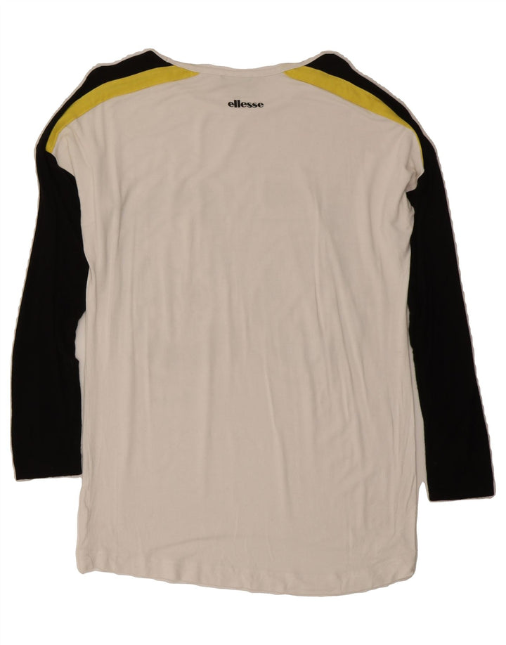ELLESSE Mens Graphic Top Long Sleeve Small White Colourblock Vintage Ellesse and Second-Hand Ellesse from Messina Hembry 