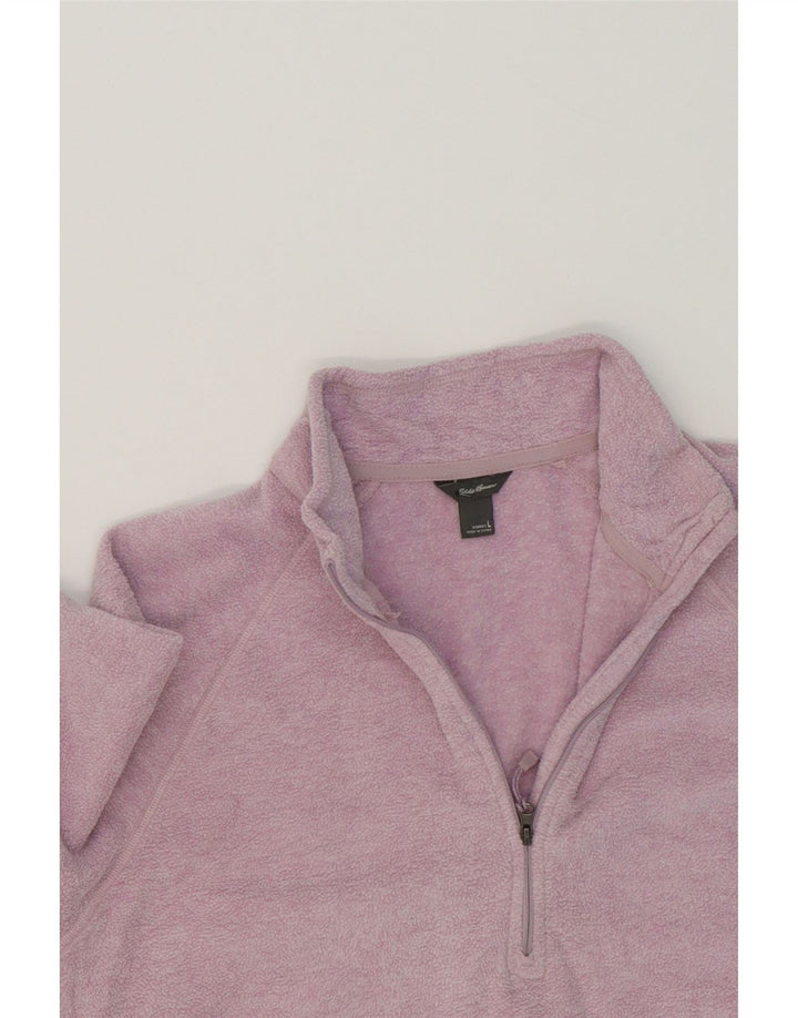 EDDIE BAUER Womens Zip Neck Fleece Jumper UK 16 Large Pink Polyester Vintage Eddie Bauer and Second-Hand Eddie Bauer from Messina Hembry 
