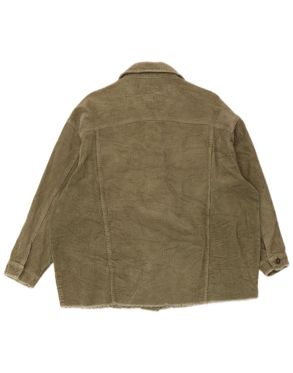 Zara Dame Oversized Corduroy Jacket UK 14 Medium Khaki Bomuld
