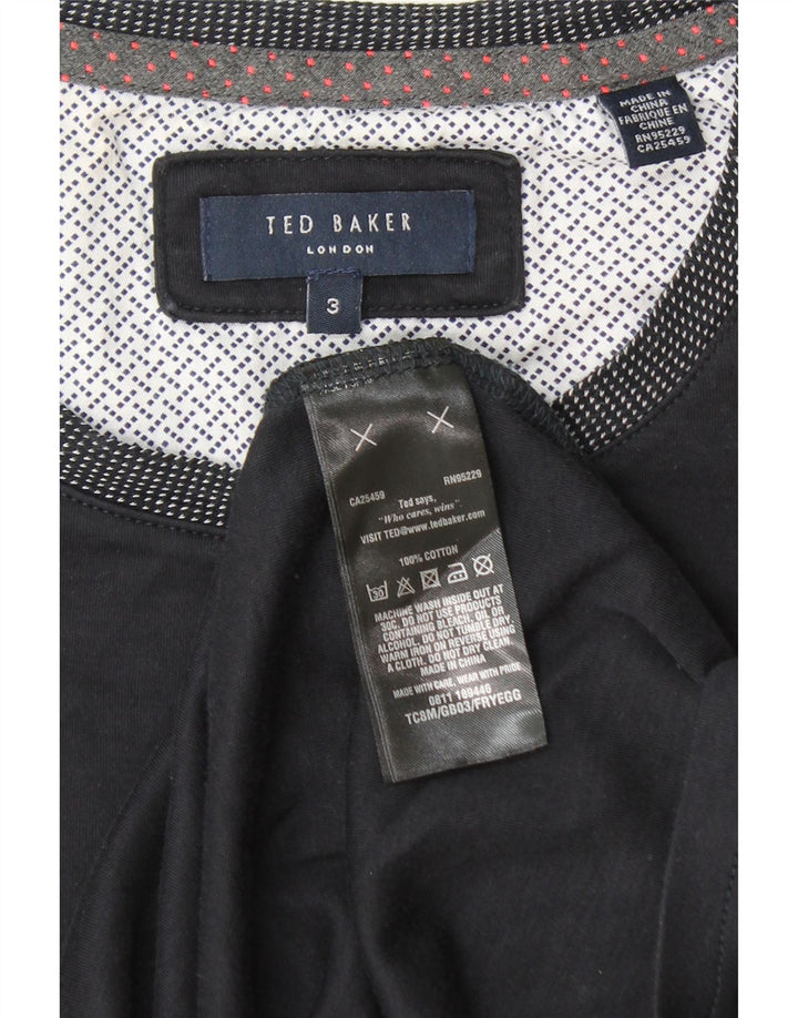 TED BAKER Herre T-shirt Top Størrelse 3 Medium Marineblå Bomuld