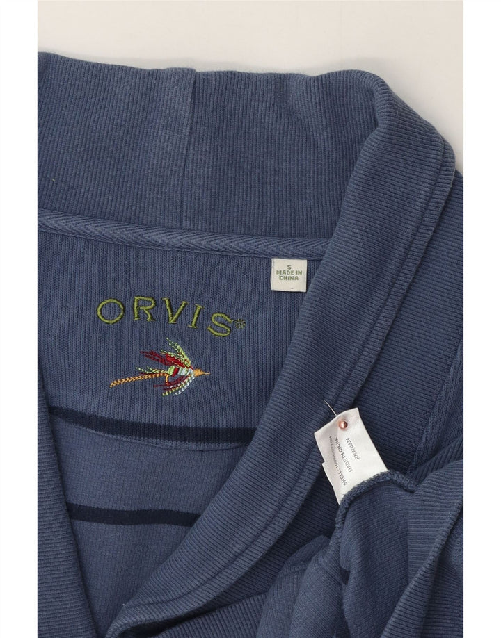 ORVIS Womens Cardigan Sweater UK 10 Small Blue Striped Cotton