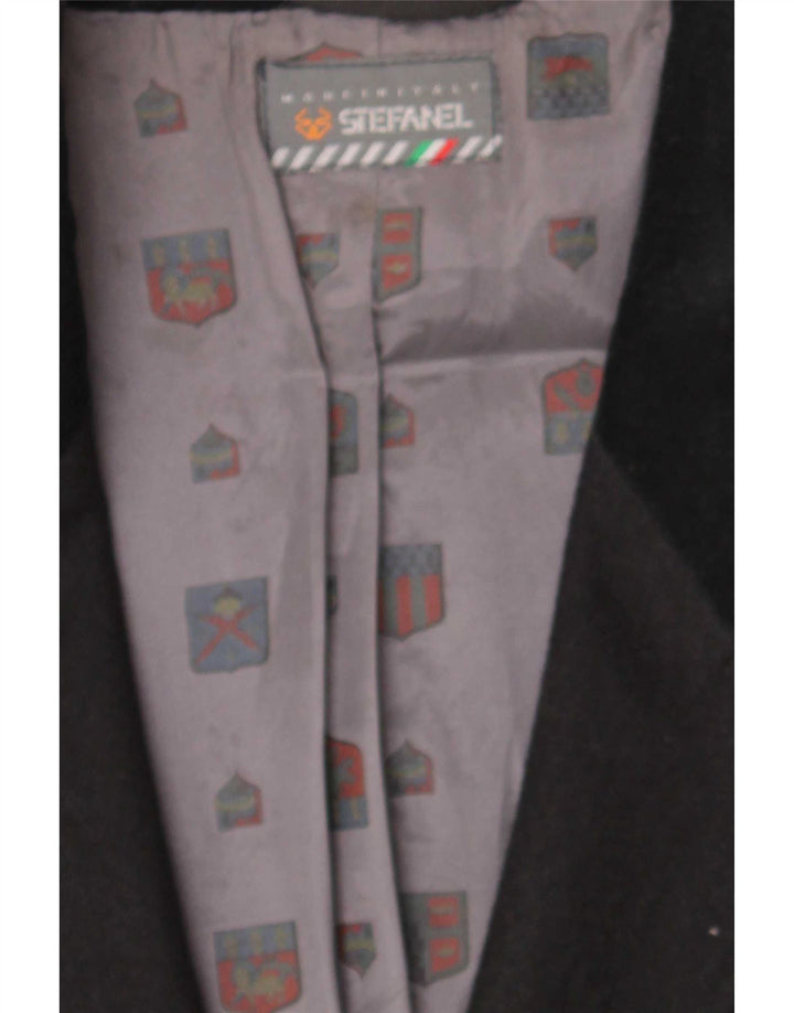 Stefanel Dame 2-knaps blazerjakke UK 14 Medium Sort Uld