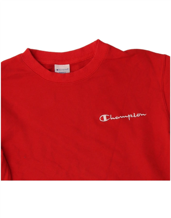 Champion Dame Sweatshirt Jumper UK 10 Lille Rød Bomuld