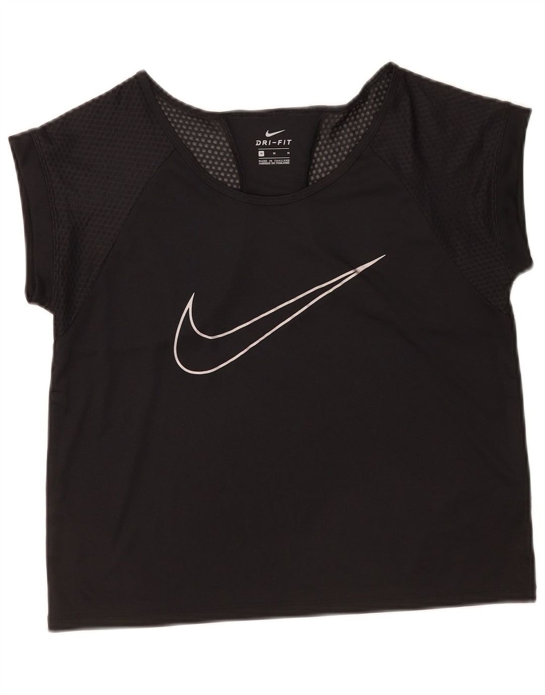 Nike Dame Dri Fit Grafisk T-Shirt Top UK 14 Medium Sort Polyester