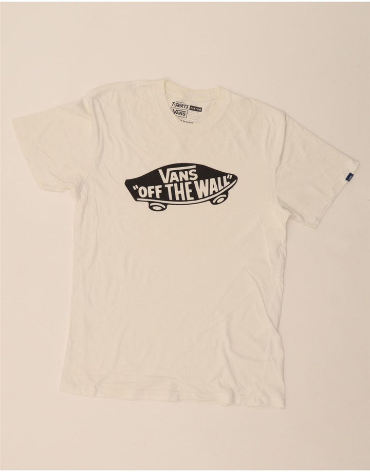 VANS Mens Custom Fit Graphic T-Shirt Top Medium White Cotton Vintage Vans and Second-Hand Vans from Messina Hembry 