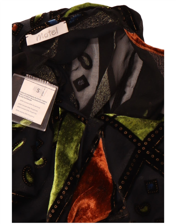 MOTEL Dame Oversized Se Through Bolero Top UK 10 Small Black Patchwork