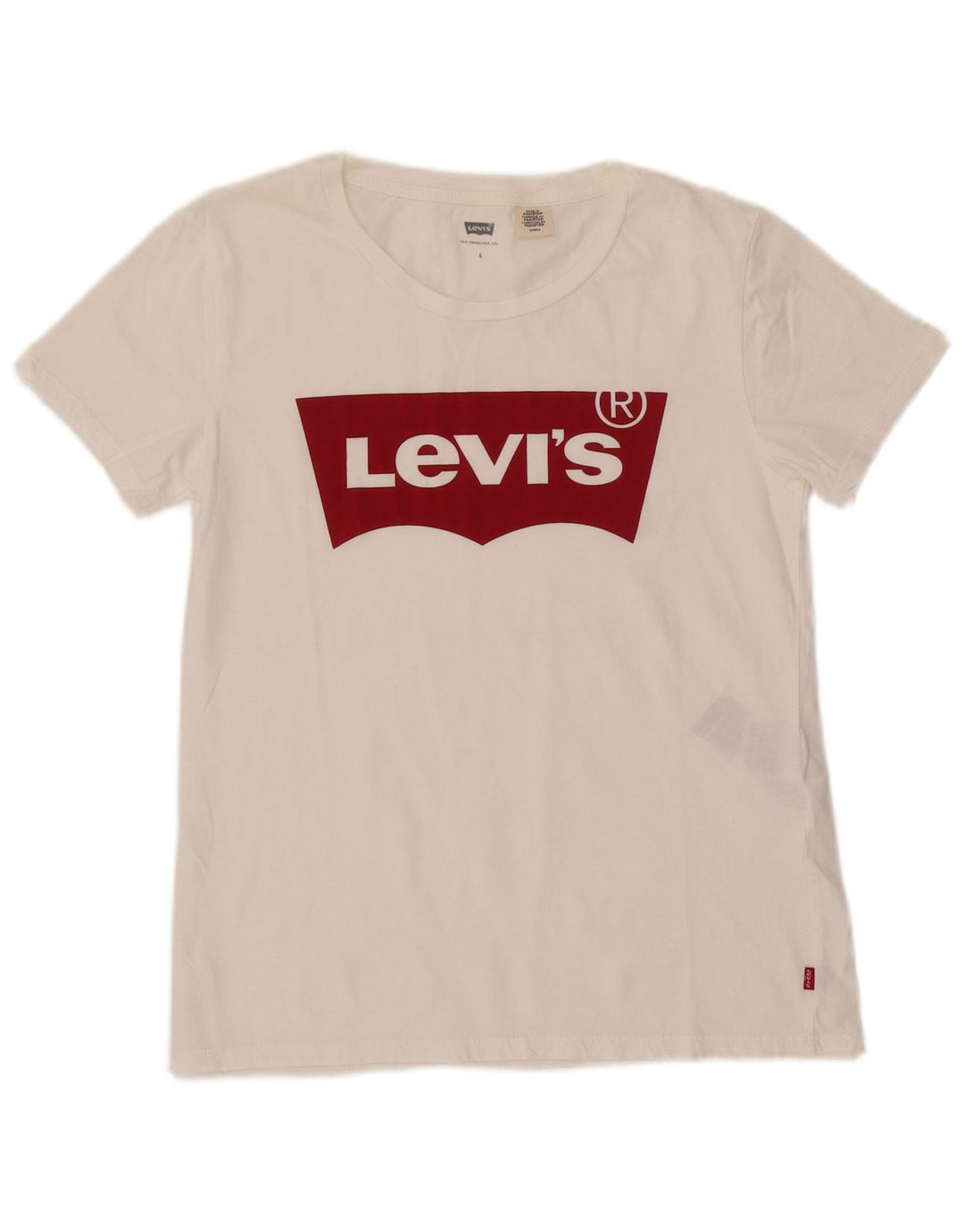 LEVI'S Grafisk T-shirt top til kvinder UK 10 Lille hvid bomuld
