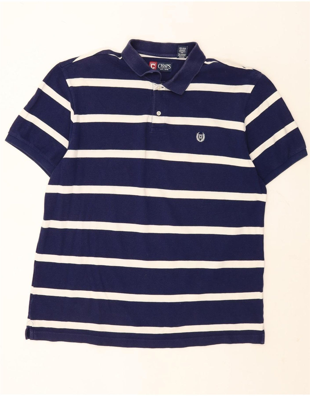 Chaps Herre poloshirt XL marineblå stribet bomuld