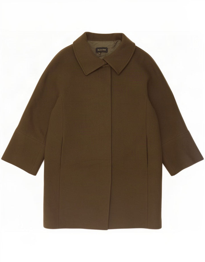 Massimo Dutti Dame Overfrakke UK 16 Stor Khaki Uld
