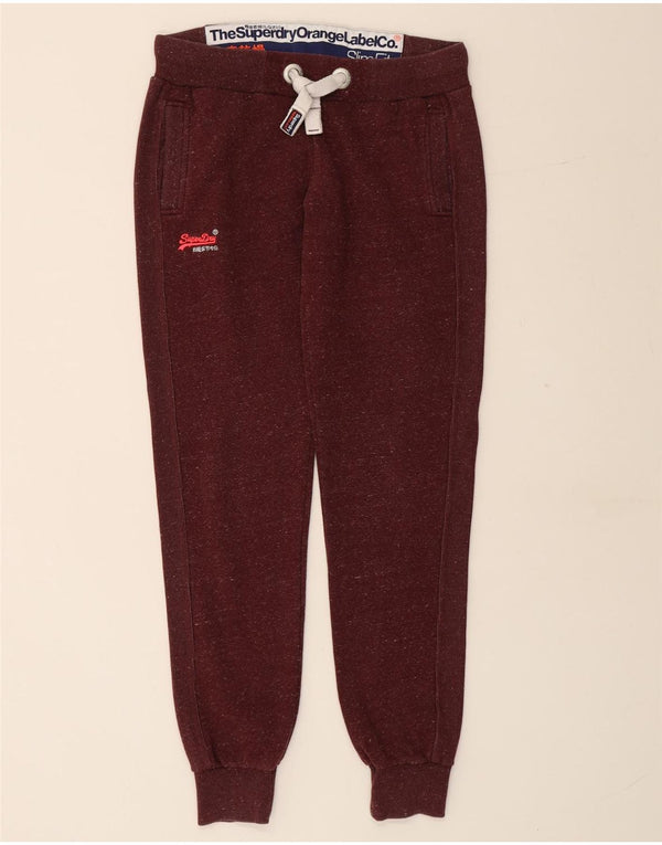 SUPERDRY Womens Tracksuit Trousers Joggers UK 14 Medium  Burgundy Flecked