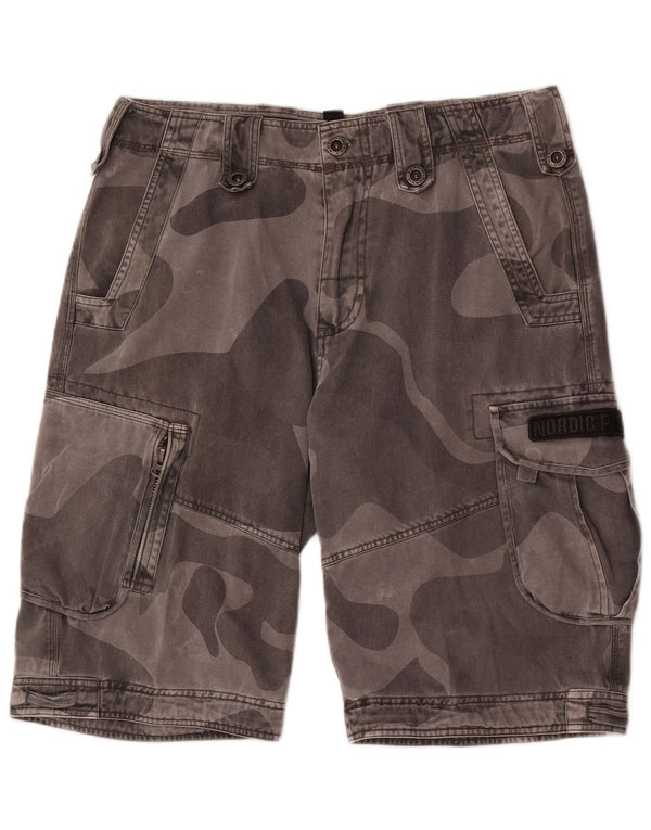 Vintage Herre Cargo Shorts Large W34 Grå Camouflage