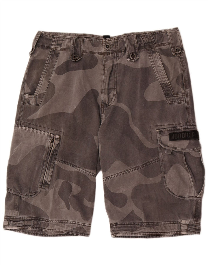 Vintage Herre Cargo Shorts Large W34 Grå Camouflage