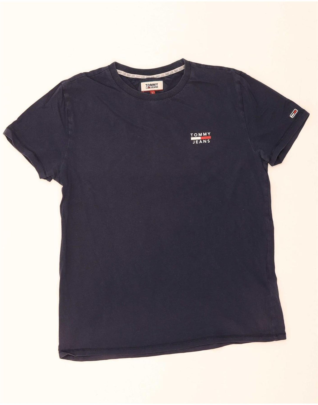 TOMMY HILFIGER Mens T-Shirt Top Large Navy Blue Cotton