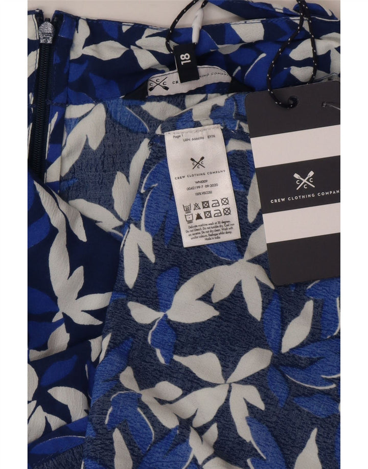 CREW CLOTHING Dame A-line nederdel UK 18 XL W38 Blue Floral Viscose