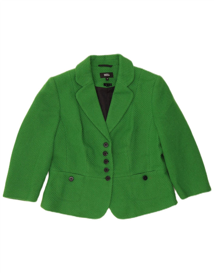 Marks & Spencer Dame 5 Button Blazer Jacket UK 16 Large Green Polyester