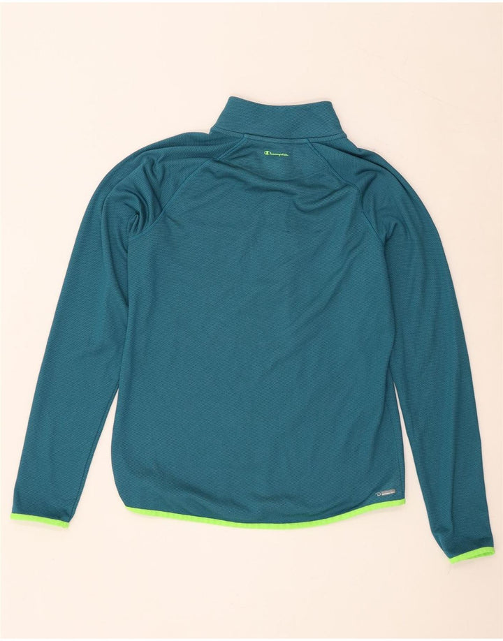 Champion Herre Zip Neck Pullover Træningsdragt Top Stor Blå Polyester
